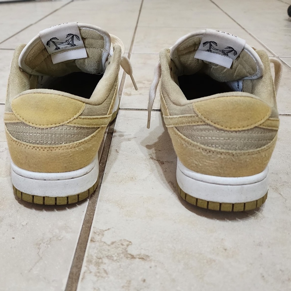 Nike Dunk Low Sun Club Yellow White Canvas Sustainable Sneakers Mens 8.5 - Picture 7 of 9